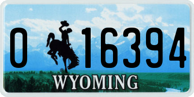 WY license plate 016394