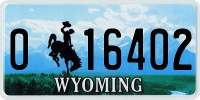 WY license plate 016402