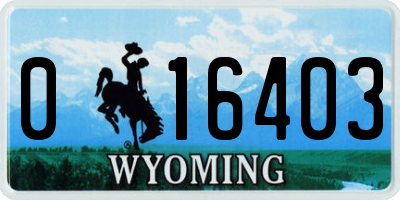 WY license plate 016403