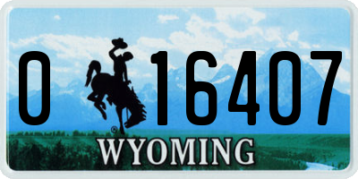 WY license plate 016407