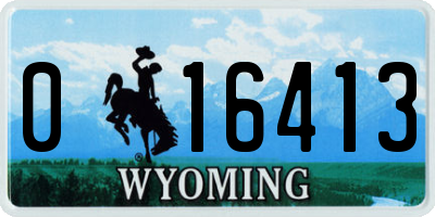 WY license plate 016413