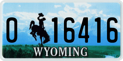 WY license plate 016416
