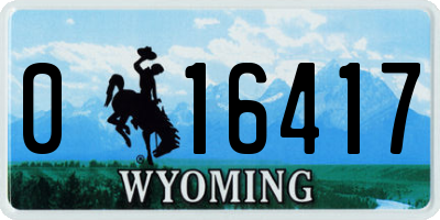 WY license plate 016417