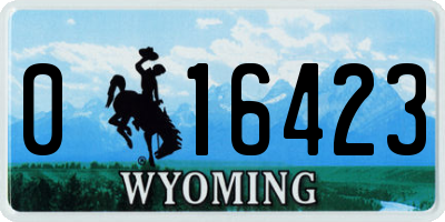 WY license plate 016423