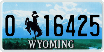 WY license plate 016425