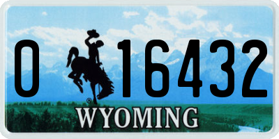 WY license plate 016432