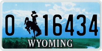 WY license plate 016434