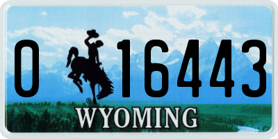 WY license plate 016443