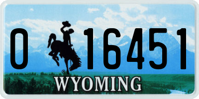 WY license plate 016451