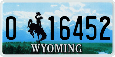 WY license plate 016452