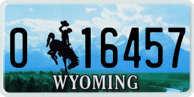 WY license plate 016457