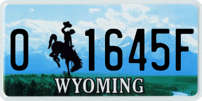 WY license plate 01645F