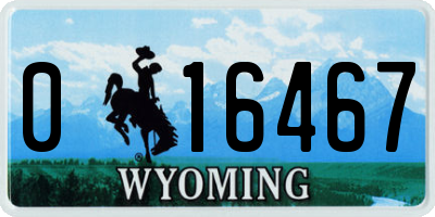WY license plate 016467