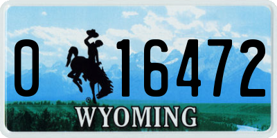 WY license plate 016472