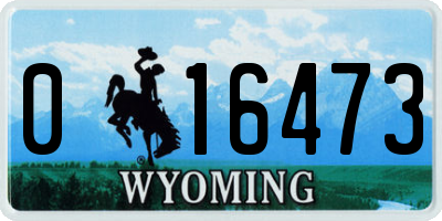 WY license plate 016473