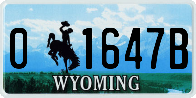 WY license plate 01647B