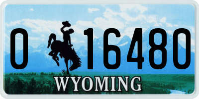 WY license plate 016480