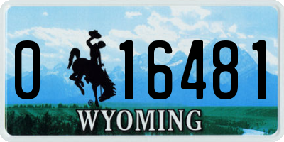 WY license plate 016481