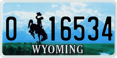 WY license plate 016534