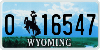 WY license plate 016547