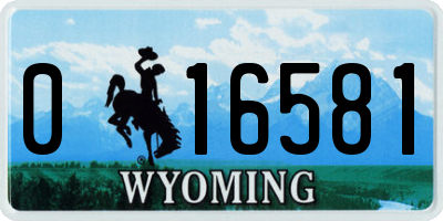WY license plate 016581