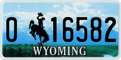 WY license plate 016582