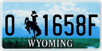 WY license plate 01658F