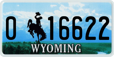 WY license plate 016622