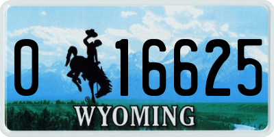 WY license plate 016625