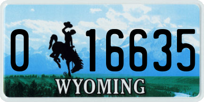 WY license plate 016635