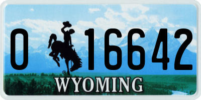 WY license plate 016642