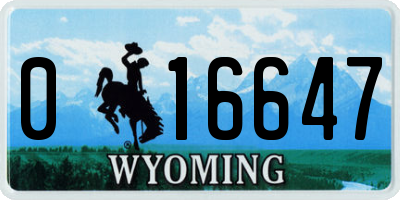 WY license plate 016647