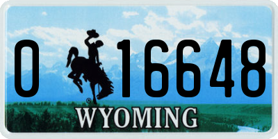 WY license plate 016648