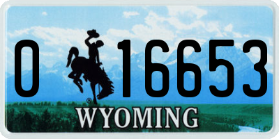 WY license plate 016653