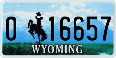 WY license plate 016657