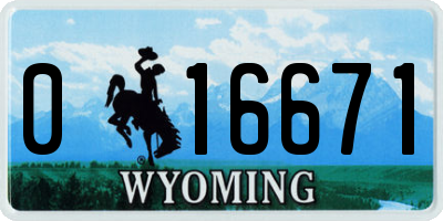 WY license plate 016671