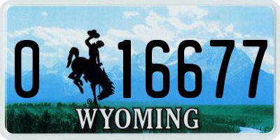 WY license plate 016677