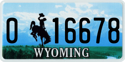 WY license plate 016678
