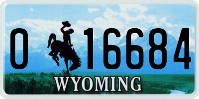 WY license plate 016684
