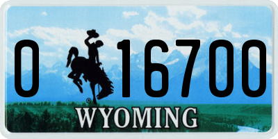 WY license plate 016700