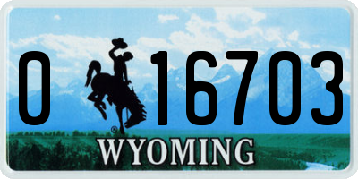 WY license plate 016703