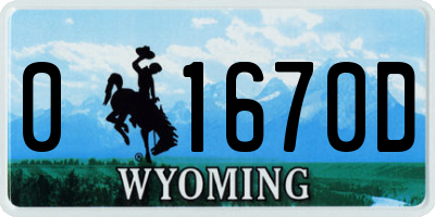 WY license plate 01670D