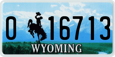 WY license plate 016713