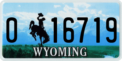 WY license plate 016719