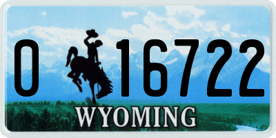 WY license plate 016722