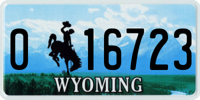 WY license plate 016723