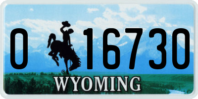 WY license plate 016730