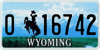 WY license plate 016742