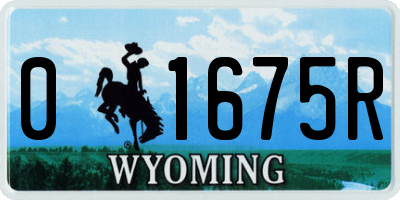 WY license plate 01675R
