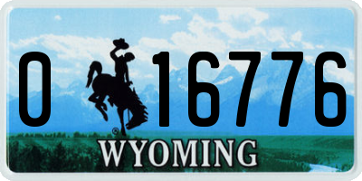 WY license plate 016776